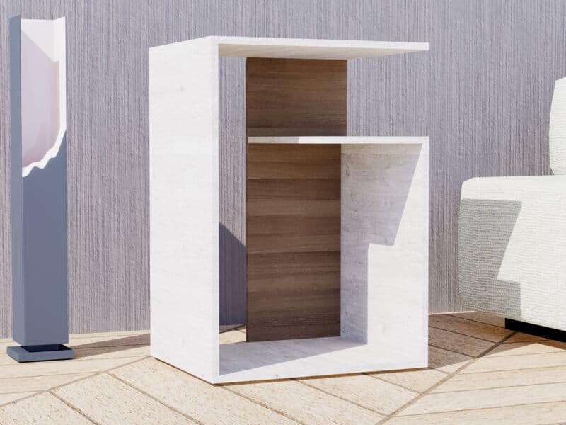 Render 3D: Mesa auxiliar minimalista