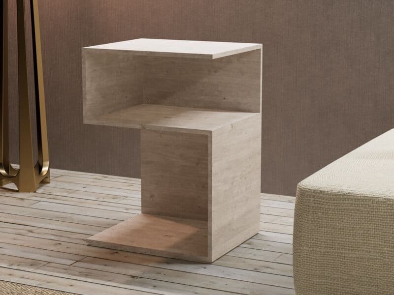 Render 3D: Mesa auxiliar en roble