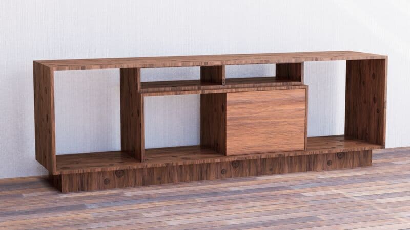 Render 3D: Rack de TV bajo